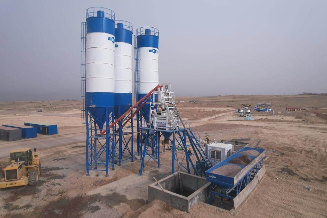 AIMIX Planta De Concreto De Tipo De Tolva En Uzbekistán