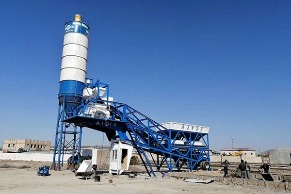 Planta Móvil De Concreto Premezclado AJY-35 En Uzbekistán - AIMIX Grupo
