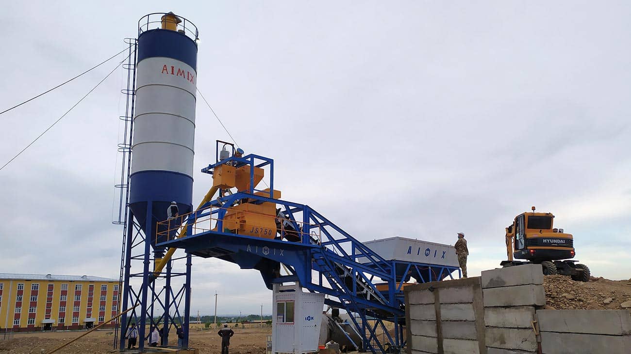 AIMIX Planta Móvil De Concreto AJY-35 Instalada En Uzbekistán