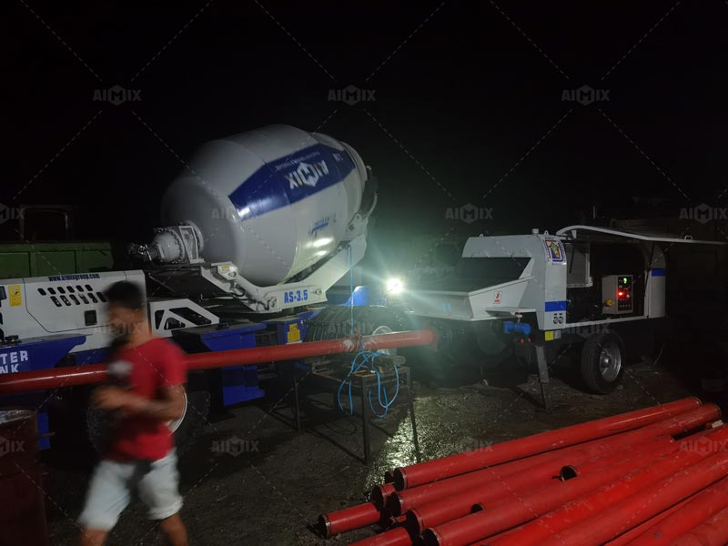 AIMIX Hormigonera Autocargante y Bomba de Concreto Estacionaria en Indonesia