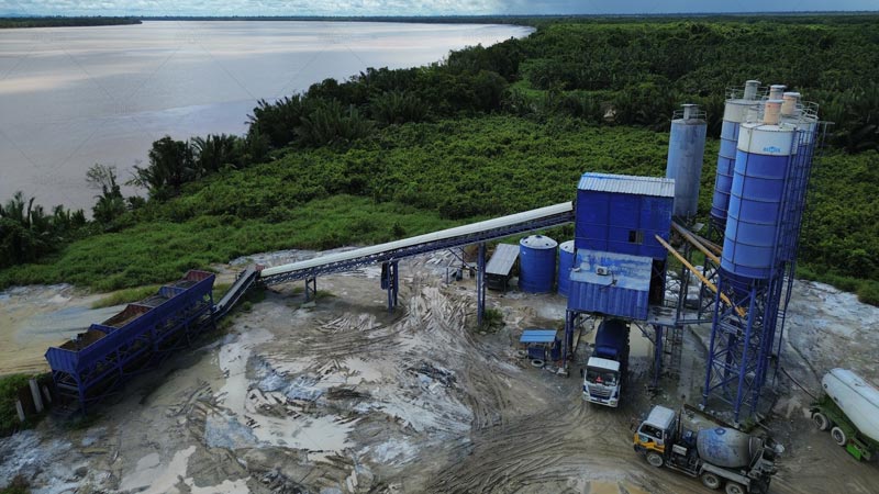 AIMIX AJ180 Planta de Concreto Premezclado en Malasia para Construcción de Puentes