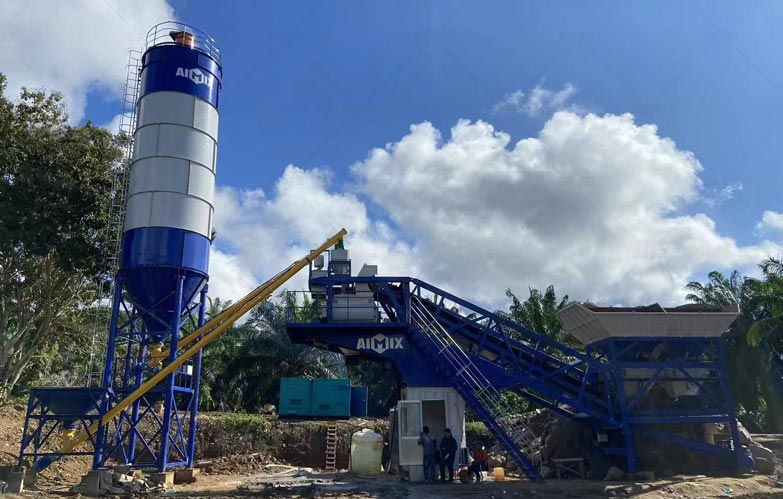 AJY35 Planta Concretera Móvil en Malasia para Producir Hormigón