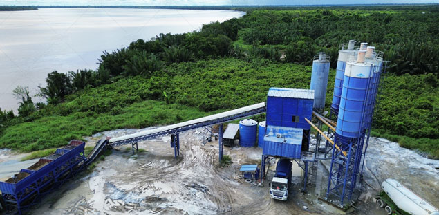 Planta Concretera AJ180 en Malasia para Construcción de Puentes